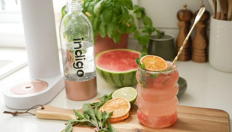 Melon, lychee, and honey mojito mocktail
