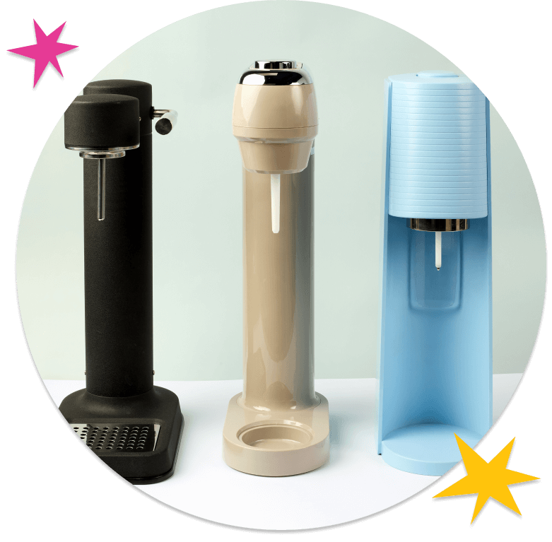 Machine à eau pétillante SodaStream, distributeur d'eau gazeuse ThinkKitchen et machine à carbonatation Aarke