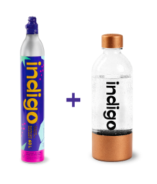 cylindre de co2 indigo soda et bouteille d'eau pétillante pour machine à carbonatation rose or