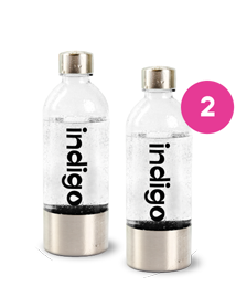 Two reusable brushed aluminium bottes to make sparkling water